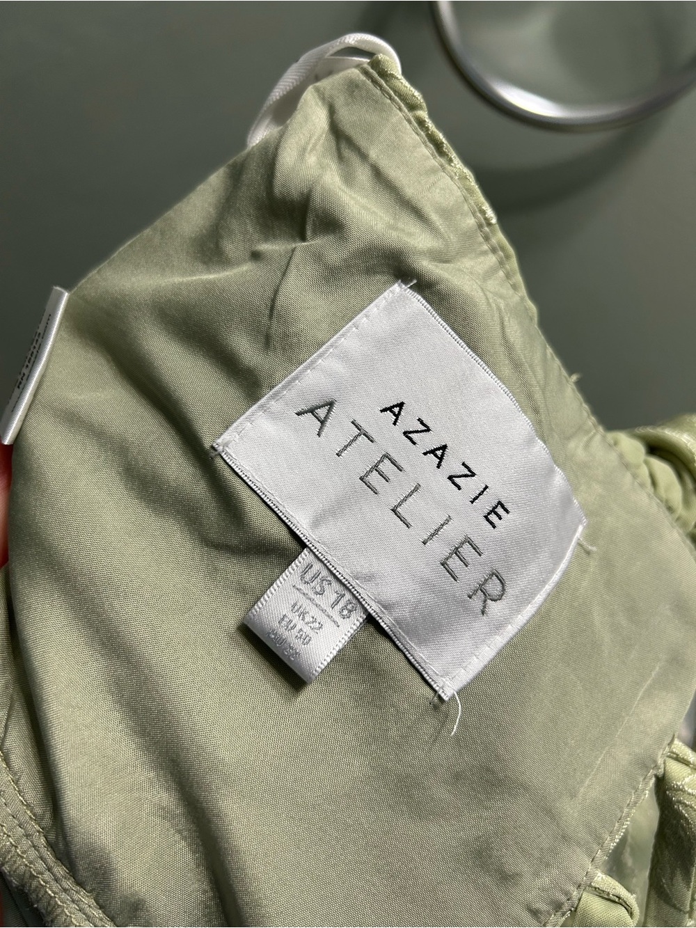 NWT azazie mabel celadon midi dress sage green wedding guest cocktail formal - Picture 2 of 7